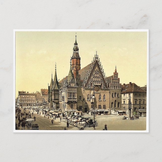 Rathaus im Osten, Breslau, Schlesien, Deutschland Postkarte (Vorderseite)