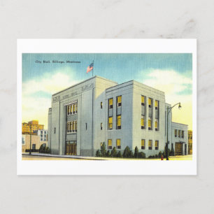 Rathaus in Billings, Montana, Vintage Postkarte