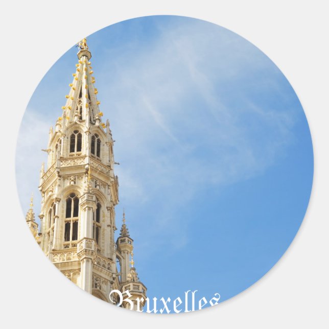 Rathaus in Brüssel Runder Aufkleber (Vorderseite)