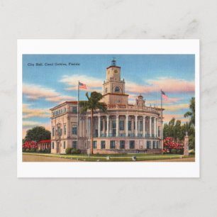 Rathaus in Coral Gables, Florida, Vintage Postkarte