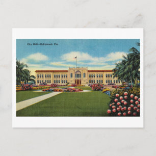 Rathaus in Hollywood, Florida, Vintage Travel Postkarte