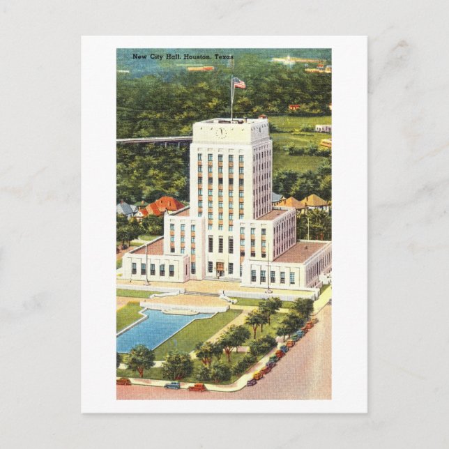Rathaus in Houston, Texas, Vintag Postkarte (Vorderseite)