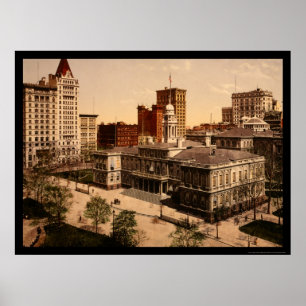Rathaus in New York City 1900 Poster