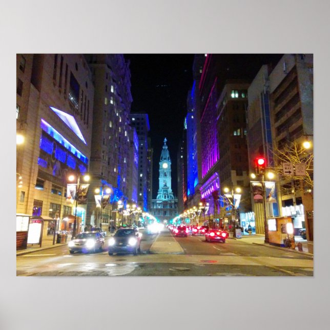 Rathaus in Philadelphia während der Nacht Poster (Vorne)