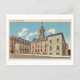 Rathaus in Portland, Maine, Vintage Travel Postkarte