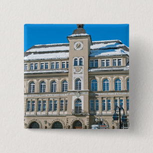 Rathaus in St Moritz, Schweiz Button