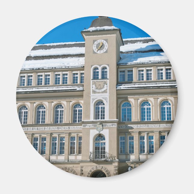 Rathaus in St. Moritz, Schweiz Magnet (Vorne)
