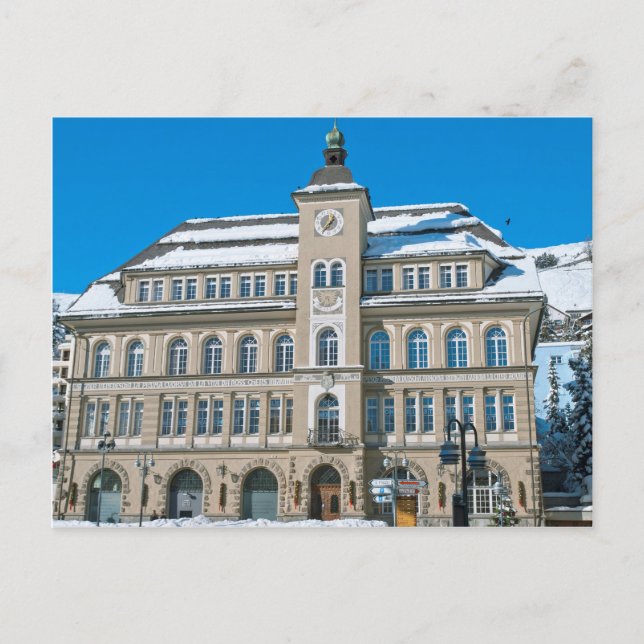 Rathaus in St. Moritz, Schweiz Postkarte (Vorderseite)