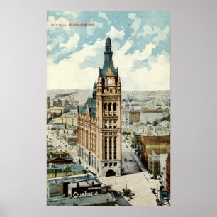 Rathaus Milwaukee WI Repro Vintages 1911 Poster