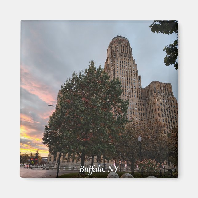 Rathaus und Sonnenuntergang Magnet (Vorne)