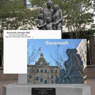 Rathaus von Savannah und afroamerikanisches Denkma Postkarte
