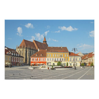 Rathausplatz Brașov, Siebenbürgen, Rumänien Poster