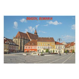 Rathausplatz Brașov, Siebenbürgen, Rumänien Poster