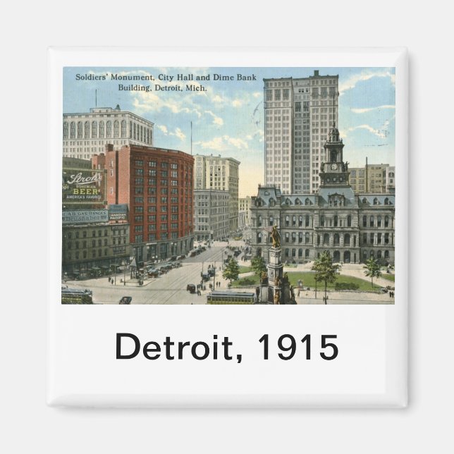 Rathausplatz, Detroit MI 1915 Vintag Magnet (Vorne)