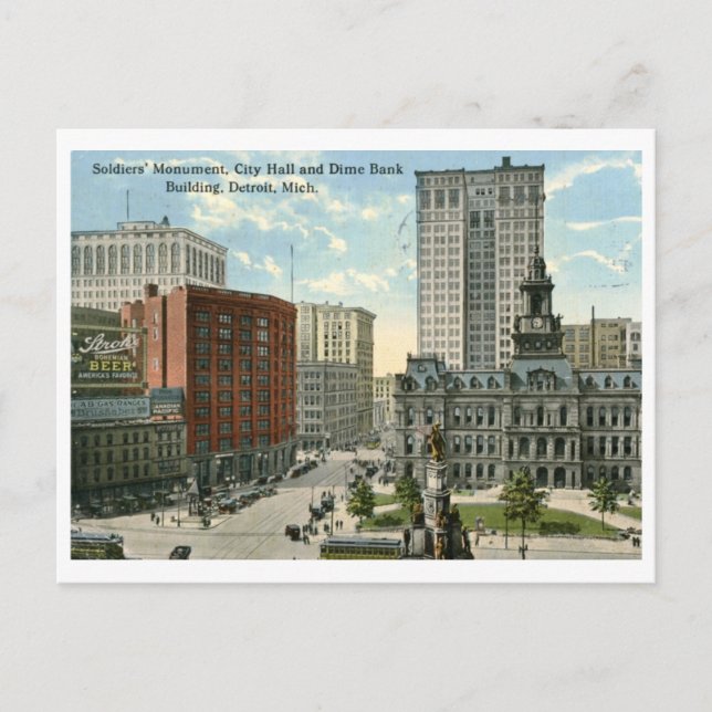 Rathausplatz, Detroit MI 1915 Vintag Postkarte (Vorderseite)