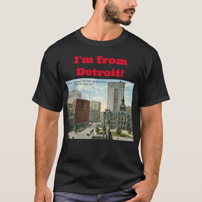 Rathausplatz, Detroit MI 1915 Vintag T-Shirt (Vorderseite)