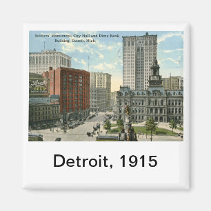 Rathausplatz, Detroit MI 1915 Vintage Magnet
