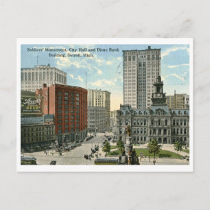 Rathausplatz, Detroit MI 1915 Vintage Postkarte