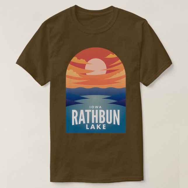 Rathbun Lake IA Retro Sunset T-Shirt (Design vorne)