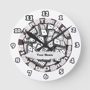 Rather Play Dominoes Runde Wanduhr
