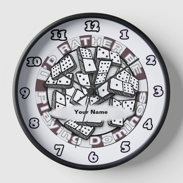 Rather Play Dominoes Runde Wanduhr (Vorderseite)