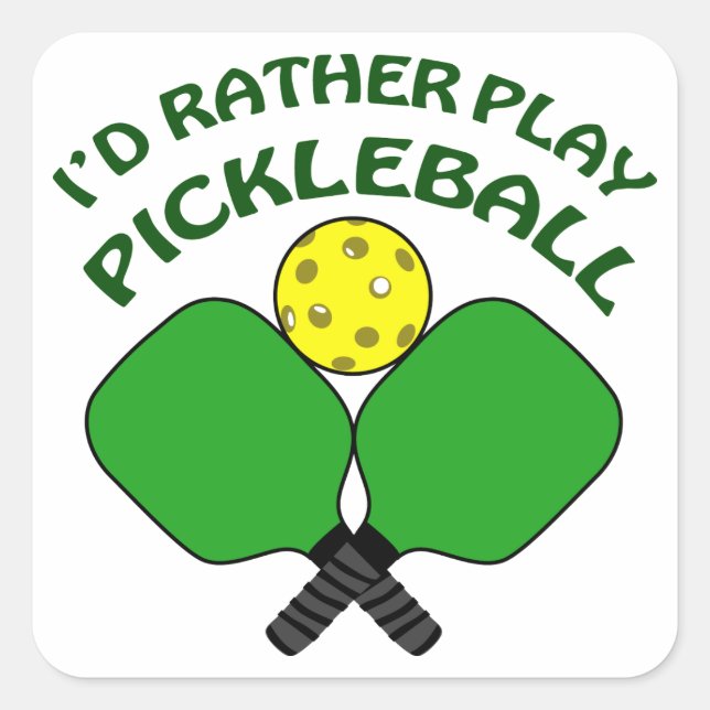 Rather Play Pickleball Quadratischer Aufkleber (Vorderseite)