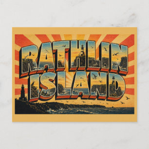 Rathlin Island Nordirland Vintage Reise Kunst Postkarte
