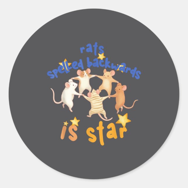 Rats Spelled Backwards Is Star Funny Rat Meme Rat  Runder Aufkleber (Vorderseite)