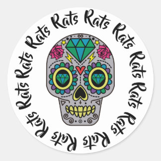 Rats Sugar Skull Runder Aufkleber