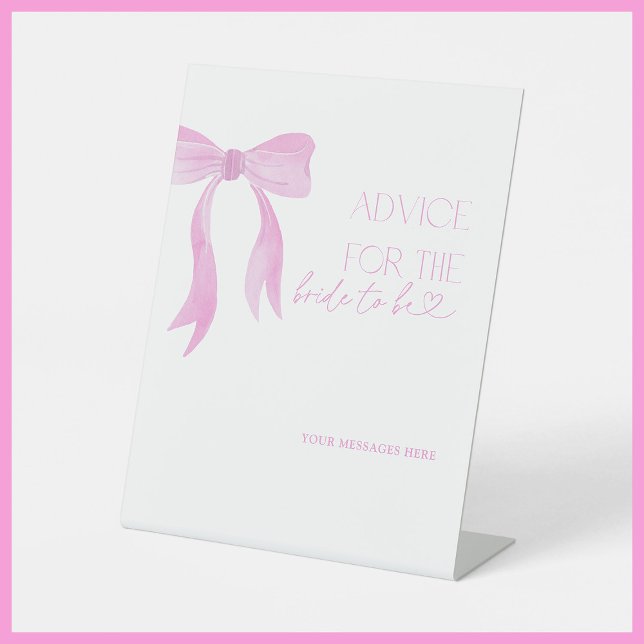 Ratschlag für das Brautparty des Bride Pink Bow Sockelschild (Von Creator hochgeladen)