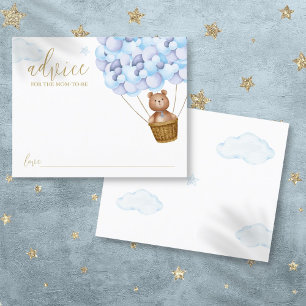 Ratschlag für Mummy Teddybär Blaue Babyparty-Karte
