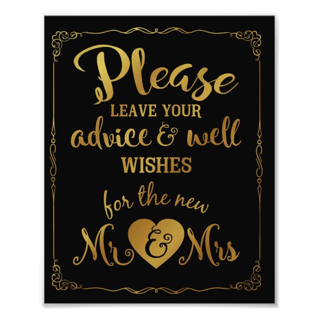 Ratschlag und gute Wünsche Party Hochzeitszeichen  Fotodruck (Vorne)