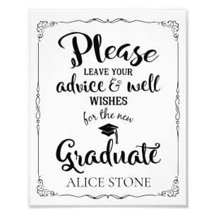 Ratschlag und Wohlwünsche Graduierungsparty Unters Fotodruck