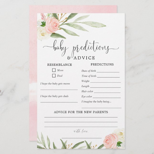 Ratschläge für Babyvorhersagen, rosa grünes Gold (Vorne/Hinten)