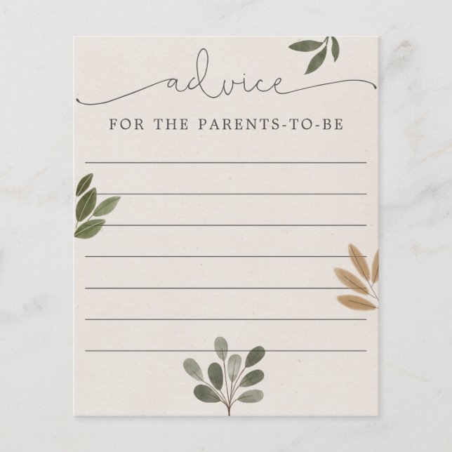 Ratschläge für das Babyduschenspiel der Eltern (Vorderseite)