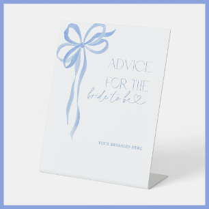 Ratschläge für das Brautparty "Bride Blue Bow" Sockelschild