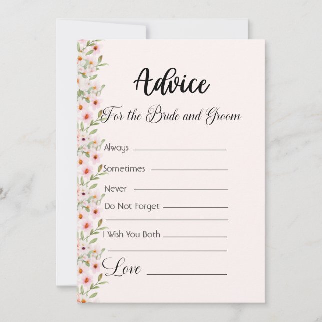 Ratschläge für die Blume Braut und Rosa Einladung (Vorderseite)