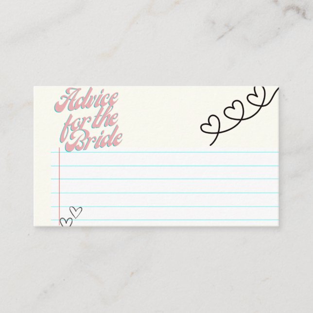 Ratschläge für die Bride Cards Hinweiskarte (Vorderseite)