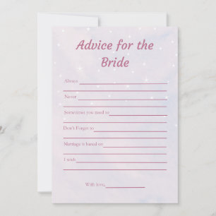 Ratschläge für die Bride Soft Brautparty Game Card Einladung