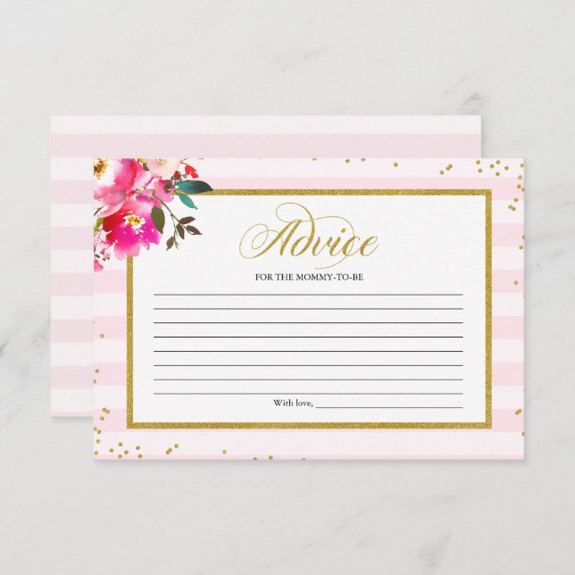 Ratschläge für die Mama-zu-be-Pink-Gold-Blütendusc Einladung (Vorne/Hinten)