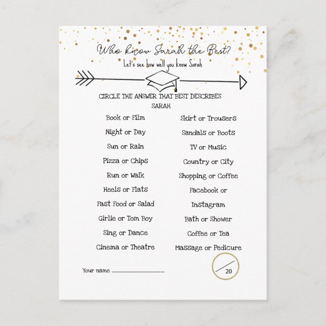 Ratschläge für Graduate & How Well you know double Postkarte (Vorderseite)