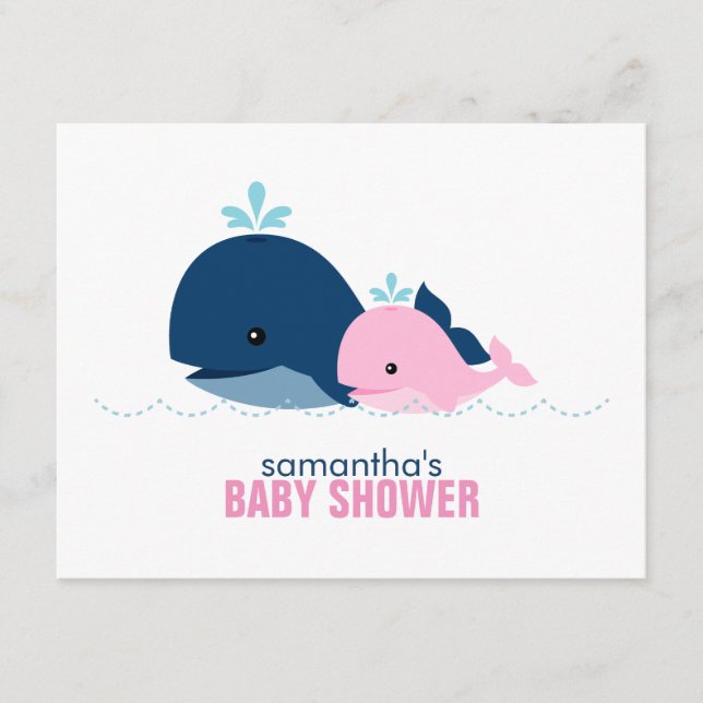 Ratschläge für Mama- und Baby-Whale-Mamas {pink} Hinweiskarte (Vorderseite)