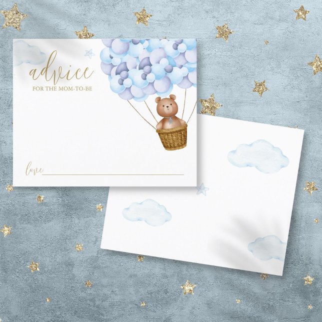 Ratschläge für Mommy Teddy Bear Blue Babyduschkart (Advice For Mommy Teddy Bear Blue Baby Shower Card)