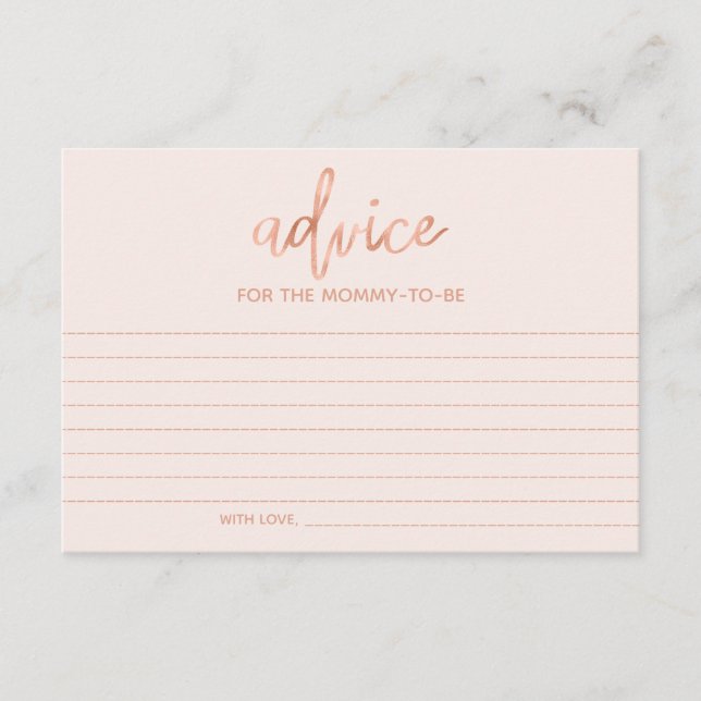 Ratschläge für Mommy-to-Be-Chic Rose Gold Baby Sho Hinweiskarte (Vorderseite)