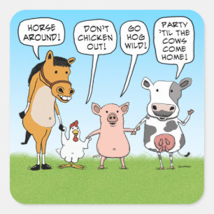 Ratschläge für Tiere im Party Quadratischer Aufkleber