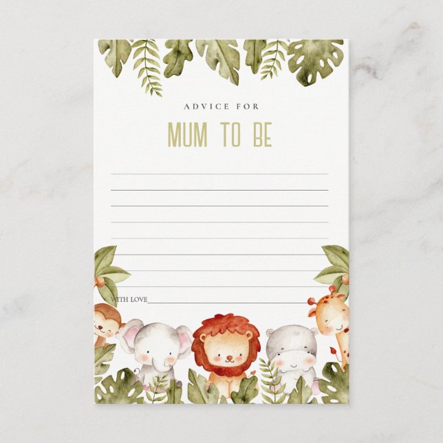 Ratschläge für tropische Safari-Tiere für Mum-Baby Begleitkarte (Vorderseite)