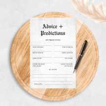 Ratschläge und Vorhersagen Baby Shower Game Newspa