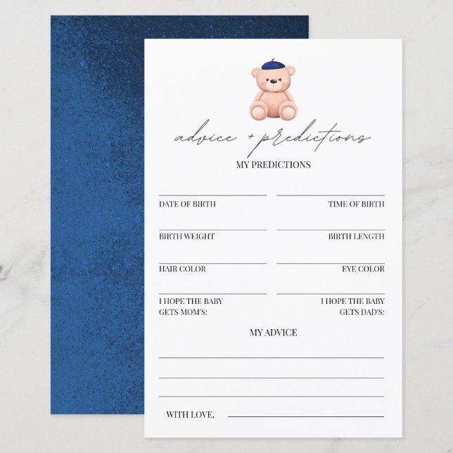 Ratschläge und Vorhersagen Bonjour Bebe Baby Showe (Vorne/Hinten)