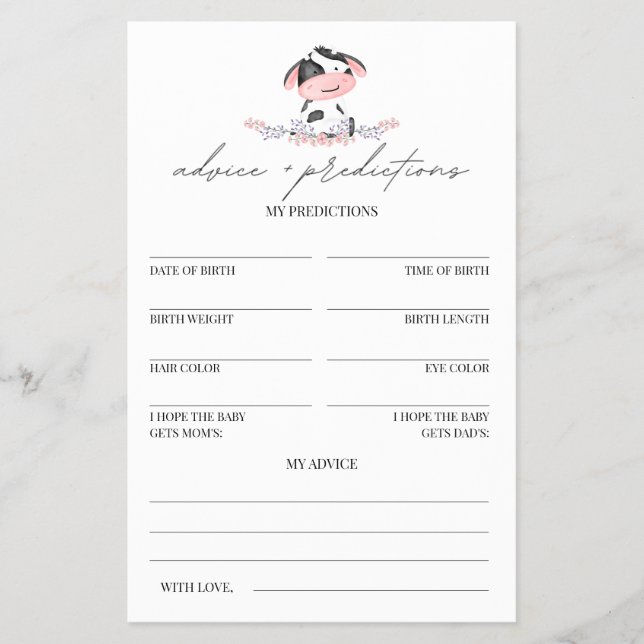Ratschläge und Vorhersagen Kuh Pink Rustikale Baby Flyer (Vorne)