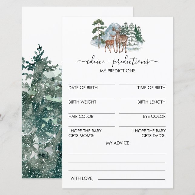 Ratschläge und Vorhersagen Winter Baby Shower Game (Vorne/Hinten)